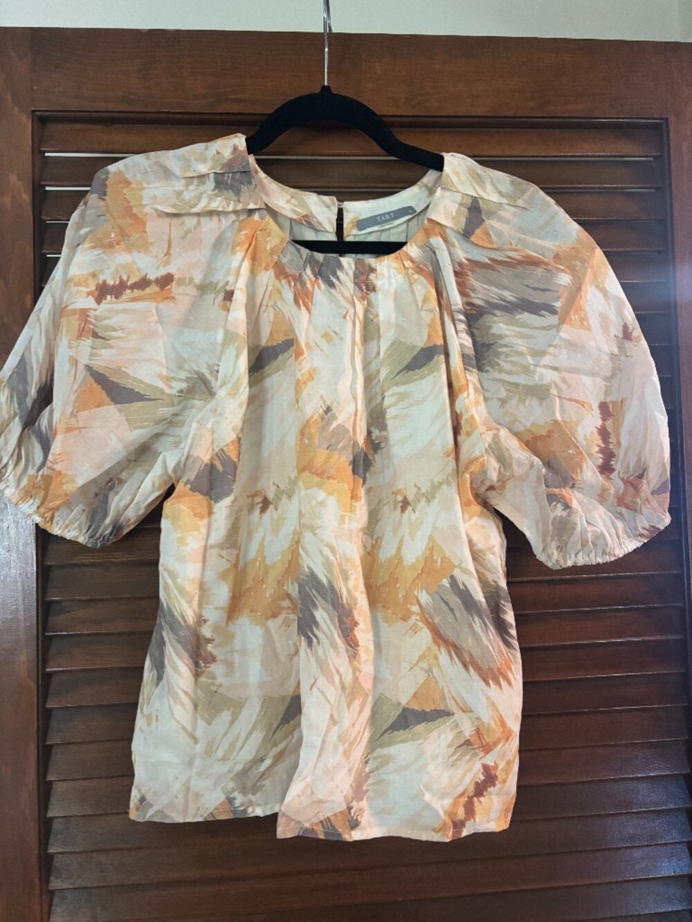 Tart Abstract Print Puff Sleeve Blouse Top Size Medium